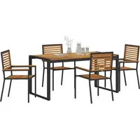 "Sonderangebot" Gartenmöbelset Seil für 4 Personen, 5-tlg. Garten-Essgruppe mit 4 Sessel und Esstisch, Schwarz und Braun Poly-Rattan - Gartenstü... - Schwarz
