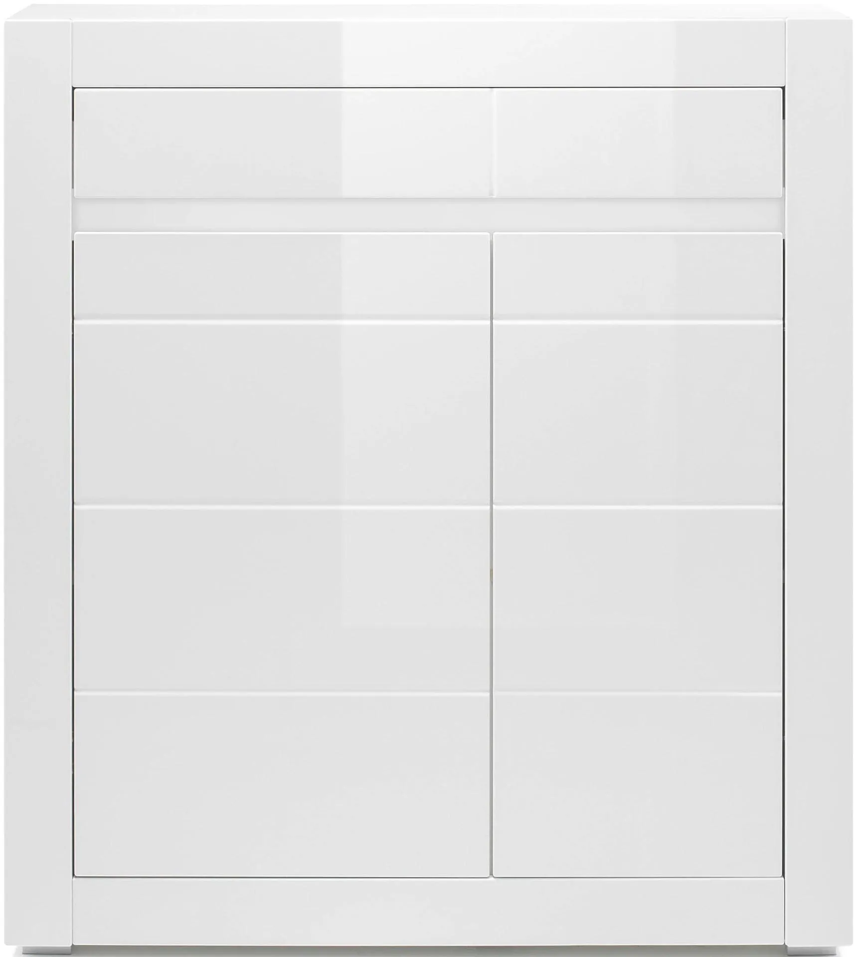 Kommode »Carat«, Breite 100 cm, wird mit 2 Leisten geliefert (weiss und grau), Weiss/ Weiss Hochglanz, , 20299526-0 B/H/T: 100 cm x 112 cm x 35 cm