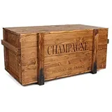 Uncle Joe ́s Truhe Holzkiste Champagne, 85 x 45 x 46 cm, Holz, Hellbraun, Vintage, Shabby chic Couchtisch, braun, 85x45x46 cm