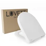 LUVETT WC-Sitz D140 Softclose Absenkautomatik, Duroplast, Geberit Renova Icon, D-Form (2 Montagevarianten von oben), mit Original SoftClose® Absenkautomatik, Duroplast, WrapOver weiß