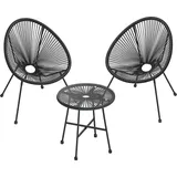 3-sitziges Gartenmöbelset - Gartenbank - Außenmöbel - ergonomischer Komfort - Sitz 64x65x77cm, Tisch 50,5x52cm - Schwarz