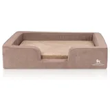 Knuffelwuff Hundebett mit Wendekissen aus Velours Bellamy Orthopädisch 120 x 100cm Braun