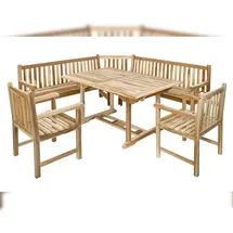 möbelliebling Gartenmöbel Set 4tlg mit Eckbank Teak Gartentisch ausziehbar 120-170 cm MADERA/CARACAS