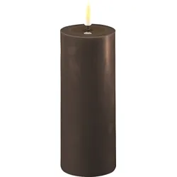 Deluxe Homeart LED Stumpenkerze Real Flame mokka, Ø5 x H12,5cm, mokka