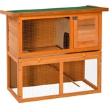 Pawhut Hasenstall 2 Etagen Kaninchenstall Aus Holz 90x45x80 Cm Kaninchenkäfig Mit Wetterfest Aufklappbar Bitumendach Freilaufgehege Rampe Tür Bodenwanne Hasenkäfig Für Zwergkaninchen Outdoor Orange