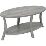 Costway Couchtisch Oval Grau MDF 111 x 60,5 x 15 cm