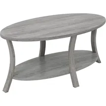 Costway Couchtisch Oval Grau MDF 111 x 60,5 x 15 cm