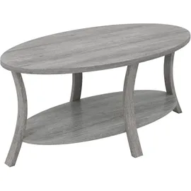 Costway Couchtisch Oval Grau MDF 111 x 60,5 x 15 cm