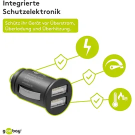 goobay Dual USB Auto Ladegerät 15,5W 12V/24V schwarz