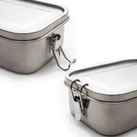 Intirilife Lunchbox Bentobox Aufbewahrungsbox aus Edelstahl in Silber mit 550 ml Füllmenge Auslaufsicher - 17 x 12 x 6 cm - Brot Dose Box Behälter