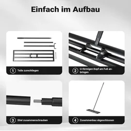 Wiltec Rasenrakel 121,9 x 25,4 cm mit 2 m Stiel