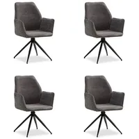 Homestyle4u 4er Set Polsterstühle Drehbar in Grau 2856,