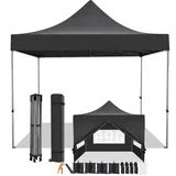 COBIZI Faltpavillon 3x3 Wasserdicht Stabil Winterfest ohne Seitenwand,Pop Up Pavillon Partyzelt,Sonnenschutz Gartenpavillon,Pavillon Faltbar mit Handtasche(3 mal 3m Schwarz)