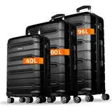NOWI Hartschalen-Trolley Koffer Hartschalenkoffer mit Zahlenschloss & 8 Rollen Trolley, Zahlenschloss schwarz 204 cm