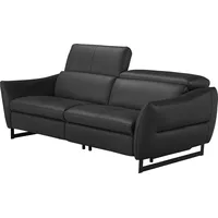 2,5-Sitzer EGOITALIANO "Dafne, elegantes Designsofa mit hohem Sitzkomfort", schwarz, B:208cm H:97cm T:108cm, Leder »BULL« (echtes Rindsleder). Geschliffenes, pigmentiertes und behandeltes Rindsleder mit einer Dicke von 1, 3-1, 5 mm. Dieses Leder zeigt eine ziemlich weiche Hand mit einem halb undurchsichtigen Aussehen. Es handelt sich um ein geschütztes Leder. Eine leichte Deckschicht schützt sie vor Flecken, ohne ihre ursprünglichen Eigenschaften zu verändern. Die geschützten Leder kombinieren die Vorteile von Natürlichkeit und Weichheit mit einer guten Beständigkeit gegen Verschleiß und Ausbleichen. Das Vorhandensein der charakteristischen Zeichen, die das Leben des Tieres bestimmen, wie Narben, Körnungsunterschiede, Falten, Adern, Disharmonien in Farbtönen, beweisen ihre absolute Echtheit und großen Wert., Sofas, wahlw. mit elektrischer Relaxfunktion, Kopfteile manuell verstellbar