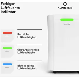 Klarstein AeroDry Smart 12L Luftentfeuchter 12L/Tag 18 m2 Feuchtigkeitssensor App-Steuerung 135 m3/h Weiß