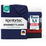 Komfortec Spannbettlaken Mikrofaser 180 x 200 cm Blau