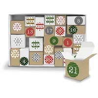 itenga befüllbarer Adventskalender Adventskalender Komplettset zum Füllen und Aufstellen + Sticker V12 Z