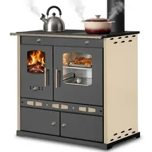 prometey ltd Küchenofen Holzherd ECO LUX INOX, Edelstahlbackfach, creme, rechte Version