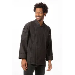 Chef Works® Kochjacke GRAMERCY LIGHT & 100% Baumwolle, Urban, Reißverschluss, Denimblack, Größe XS