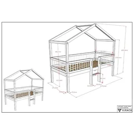 Vipack Hausbett Forrest 90 x 200 cm Buche massiv lackiert weiß