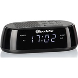 Roadstar CLR-2477 Radiowecker, Digitaler Radio PLL-FM, Zwei Weckzeiten und Schlaf Timer, USB-Anschluss, 20 Senderspeicher, LCD-Display, Schlummerfunktion, Schwarz