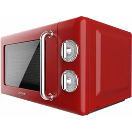 Cecotec Mikrowelle Proclean 3010 Retro, 700 W, 6 Stufen, Timer bis zu 30 Minuten, Auftaumodus, Vintage-Design in Rot, Stahl-Finish