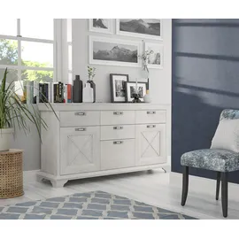 Forte Sideboard Kashmir 177,7 x 96,2 x 48,3 cm Pinie Weiß