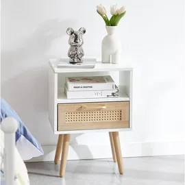 modfu Nachttisch, Weiß, Holzwerkstoff, 40x55x30 cm Schlafzimmer, Nachttische