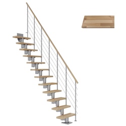 DOLLE Mittelholmtreppe »Dublin«, buchenholz, 14 Stufen, bis 337cm Raumhöhe - grau