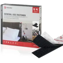 Velcro Klettband General Use Fastener 25m Hakenband+Flauschband 20mm Schwarz