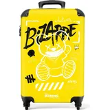 NoBoringSuitcases.com Handgepäck Koffer 55x35x20 cm 36L, Bunte Graffiti-Drucke: Grün - Teddybär, Reisekoffer, mit Rollen,