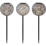 LINDBY Solarleuchte Aluminium 54,0 cm 3er Set grau/silber