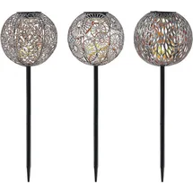 LINDBY Solarleuchte Aluminium 54,0 cm 3er Set grau/silber