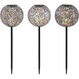 LINDBY Solarleuchte Aluminium 54,0 cm 3er Set grau/silber