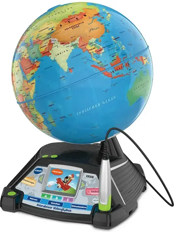 VTech Interaktiver Videoglobus – Weltkugel mit Bildschirm, akustischen und visuellen Lerninhalten (deutsche Version) – Ideal für die Einschulung – Für Kinder ab 7 Jahren