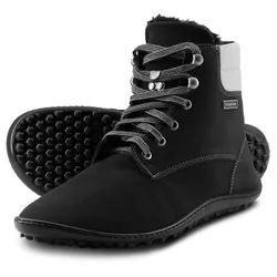 Barfußschuh LEGUANO "Icebare", Damen, Gr. 44, schwarz, Lederimitat, Textil, sportlich, Schuhe, Bequemschuh, Schnürboots, speziell entwickelte Halbkugel-Sohle