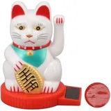 Winkende Glückskatze Mit Arm, Solarbetriebene Winkekatze, Japanische Maneki-Neko-Solar-Glückskatze Mit Winkender Hand Und Pfote nach Oben Für Feng Shui, Einladende, Zuwinkende Katzenstatue(Weiß)