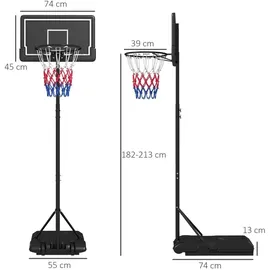sportnow Basketballkorb schwarz B/H/L: ca. 55x74x250 cm