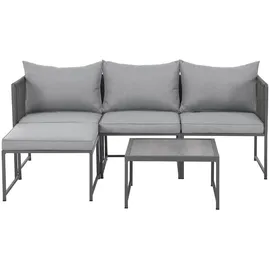 Svita Detroit Gartenmöbel Set Polyrattan Lounge Modular grau