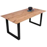 Sam Esszimmertisch Schweizer Kante massiv & geölt Eiche 160x85 schwarz U-Gestell Lotte