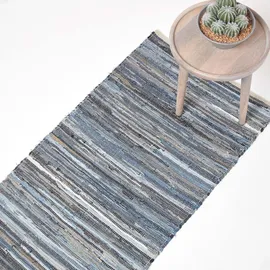 Homescapes FLICKENTEPPICH-LÄUFER aus Recycling-Denim 66/200 cm,