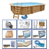 Holzpool "Java" 6,40 x 4,00 m/ 1,38m POOLROBOTER SUPER SET