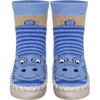 Playshoes Baby - Jungen Hüttenschuh Nilpferd Socken, Blau 7 Blau, 19/22 EU