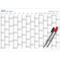 Staedtler internationaler Jahresplaner Lumocolor Set 2024 (Wandkalender trocken abwischbar,