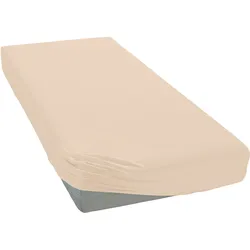 Spannbettlaken MY HOME "PAPRIKA", beige (natur), B:200cm L:200cm, Microfaser-Jersey, Obermaterial: 100% Polyester, Laken, Bettlaken, Laken, in zwei Qualitäten erhältlich: Fleece und Jersey, Topseller