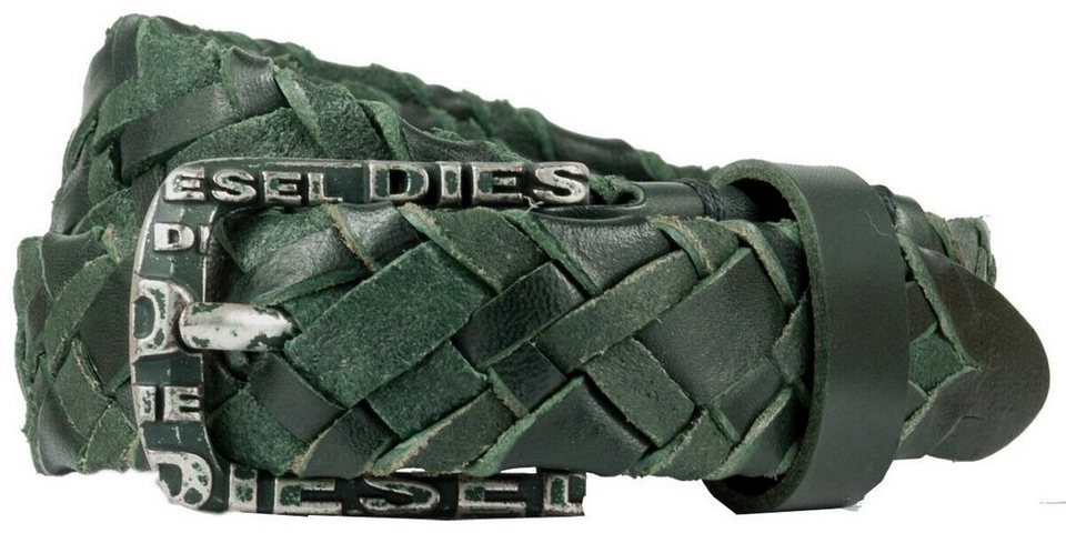 Diesel Flechtgürtel Diesel Herren/Damen Gürtel Unisex BETRIC Flechtgürtel, im klassischen Design, Vollrindledergürtel, Leder Gürtel mit Schnalle grün 85 cm