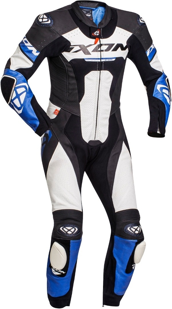 Ixon Jackal Een stuk motorfiets lederen pak, zwart-wit-blauw, M