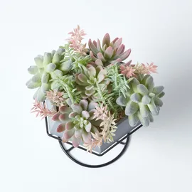 Homescapes KUNSTPFLANZEN Sukkulenten-Arrangement im Deko-Topf, 31 cm