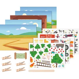 Brunnen Rubbelsticker Set Bauernhof 16 x 12 x 2 cm Mehrfarbig
